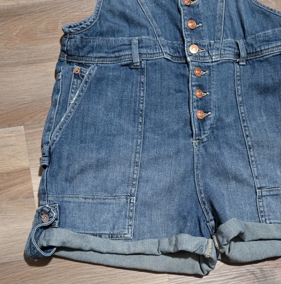 Pilcro Anthropologie Everyday Soft Denim Short Jumpsuit Size 32 - Picture 3 of 15